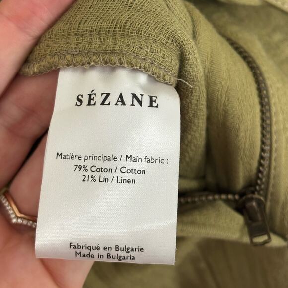 NWT Sezane Quilted Linen Cotton Hailey Jumpsuit in Olive Khaki - Size 34 (US 2) - Picture 8 of 10